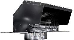 Heavy Duty Roof Vent Cap Hood w Damper & Removable Screen, 6 Dia Collar Exhaust