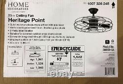 Home Decorators Heritage Point 25 in. LED Black + Galvanized Ceiling Fan