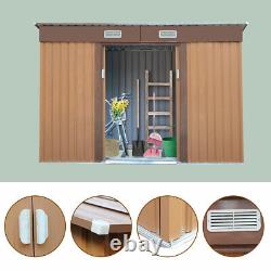JAXPETY 4.2 X 9.1 Outdoor Garden Tool Storage Metal Shed Double Door Waterproof