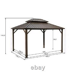 LUCKYBERRY Hardtop Galvanized Steel Roof Double Top Permanent Canopy Curtains