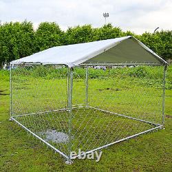 LUCKYERMORE Outdoor Dog Playpen Large Cage Pet Exercise Metal Fence Kennel Roof