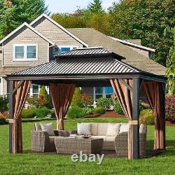 Lacoo 10' x 12' Hardtop Gazebo Outdoor Galvanized Steel Metal Double Roof Canopy