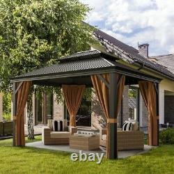 Lacoo 10' x 12' Hardtop Gazebo Outdoor Galvanized Steel Metal Double Roof Canopy