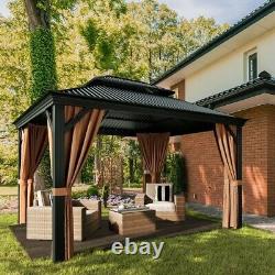 Lacoo 10' x 12' Hardtop Gazebo Outdoor Galvanized Steel Metal Double Roof Canopy