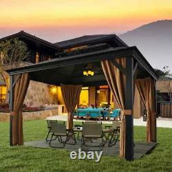 Lacoo 10' x 12' Hardtop Gazebo Outdoor Galvanized Steel Metal Double Roof Canopy