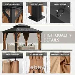 Lacoo 10' x 12' Hardtop Gazebo Outdoor Galvanized Steel Metal Double Roof Canopy