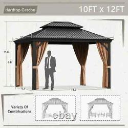 Lacoo 10' x 12' Hardtop Gazebo Outdoor Galvanized Steel Metal Double Roof Canopy