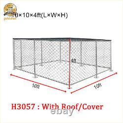 Large Dog Kennel Cage Outdoor Pet Playpen Enclosure House Metal Fence 3x3x1.25 m