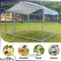 Large Dog Kennel Playpen House Heavy Duty Outdoor Galvanized Steel Fence with Roof