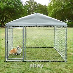 Large Dog Kennel Run Cage Galvanized Steel Fence Pet Playpen Enclosure with Roof
