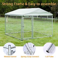 Large Dog Kennel Run Cage Galvanized Steel Fence Pet Playpen Enclosure with Roof