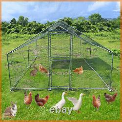 Large Metal Chicken Coop Walk-In Chicken Run 13x9.8x6.5ft Peaked Roof Farm Yard