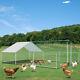 Large Metal Chicken Coop Walk-in Chicken Run 20x10ft Peaked Roof Withcover