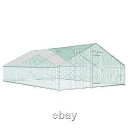 Large Metal Chicken Coop Walk-In Chicken Run 20x10ft Peaked Roof withCover