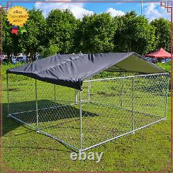 Large Metal Dog Kennel Outdoor Enclosure Cage with Canopy Roof 10 x 10 x 5.5 ft