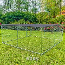 Large Metal Dog Kennel Outdoor Patio Animal Runs Crates Big Playpen WithRoof Cover