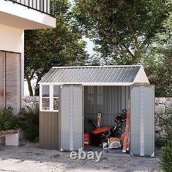 Large Metal Garden Storage Shed Outdoor Tool House with Window for Backyard Lawn