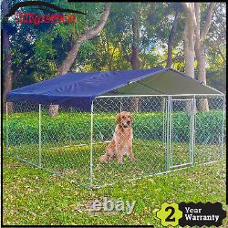 Large Outdoor Dog Kennel 10x10ft Metal Big Dog Cage for Dog Playpen With Roof