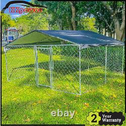 Large Outdoor Dog Kennel 10x10ft Metal Big Dog Cage for Dog Playpen With Roof