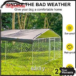 Large Outdoor Dog Kennel 10x10ft Metal Big Dog Cage for Dog Playpen with Roof USA