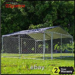 Large Outdoor Dog Kennel 10x10ft Metal Big Dog Cage for Dog Playpen with Roof USA