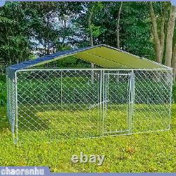 Large Outdoor Dog Kennel 10x10ft Metal Big Dog Cage for Dog Playpen with Roof US