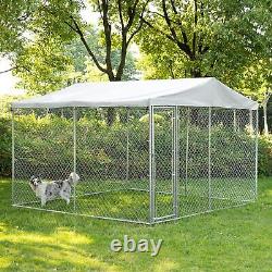 Large Outdoor Dog Kennel, Heavy Duty House for Dog Playpen with Roof & Secure Lock
