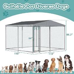 Large Outdoor Dog Kennel, Heavy Duty House for Dog Playpen with Roof & Secure Lock