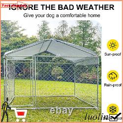 Large Outdoor Dog Kennel Metal Dog Cage for Dog Playpen with Roof Lockable Door