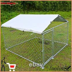 Large Outdoor Dog Playpen Cage Pet Exercise Metal Fence Kennel with Cover Roof