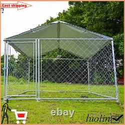 Large Outdoor Dog Playpen Cage Pet Exercise Metal Fence Kennel with Cover Roof