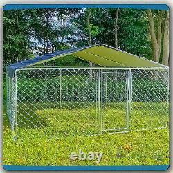 Large Outdoor Dog Run House Kennel Cage 10x10 ft With Roof Pet Playpen Metal Fence