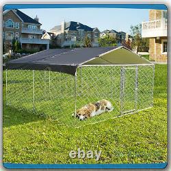 Large Outdoor Dog Run House Kennel Cage 10x10 ft With Roof Pet Playpen Metal Fence