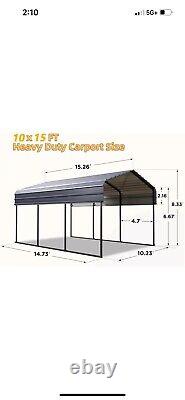 Metal Carport 10'X15' Heavy Duty with Galvanized Steel Roof 10'X15'X8.4' Multi