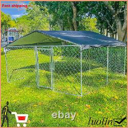 Metal Dog Kennel Outdoor Run House Crate Cage Pet Shelter Watprofoof Cover Roof