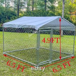 Metal Outdoor Dog Kennel Run House Crate Cage Pet Shelter Watprofoof Cover Roof