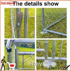 Metal Outdoor Dog Kennel Run House Crate Cage Pet Shelter Watprofoof Cover Roof