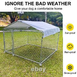 Metal Outdoor Pet Dog Run House Kennel Shade Cage Enclosure with Cover Playpen