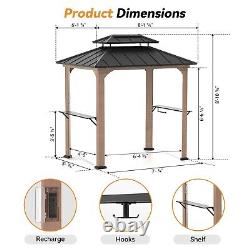 Modern Shade Grill Gazebo 6' X 8', Aluminum BBQ Gazebos with Shelves