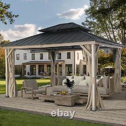 Modern Shade Hardtop Gazebo 12' x 14' with 4 LED Lights