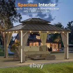 Modern Shade Hardtop Gazebo 12' x 14' with 4 LED Lights