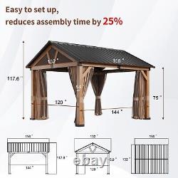 Mondawe 11'x13' Outdoor Hardtop Gazebo Gable Roof Canopy Pergola for Patio Deck