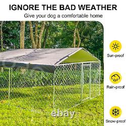 NEW 10FT Large Outdoor Dog Kennel Heavy Duty Metal Big Dog Cage Dog Playpen Roof