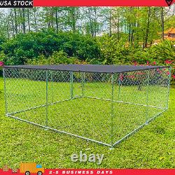 NEW 10x10ft Outdoor Dog Playpen Large Cage Pet Exercise Metal Fence Kennel Roof