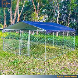 New 10x10ft Metal Fences Outdoor Large Dog Kennel Cage Pet Pen Run House WithCover