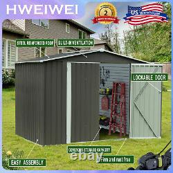 New Grey Storage Shed 6'x 8' Metal Shed for Backyard, Garden withLockable Door