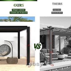 Outdoor 10x19FT Louvered Pergola withAdjustable Roof and Gutter, Aluminum Frame