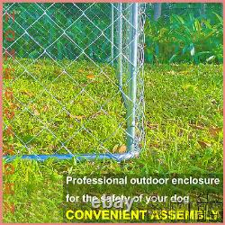 Outdoor Dog Kennel 10 x 10 x 5.6 ft Metal Large Dog Cage Playpen with Roof Cover