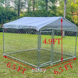 Outdoor Dog Kennel Galvanized Metal Playpen Cage with Roof Water-Resistant Cover