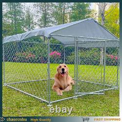 Outdoor Dog Kennel Galvanized Metal Playpen Cage with Roof Water-Resistant Cover